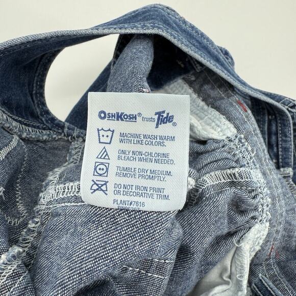 Oshkosh B’Gosh Y2K Baby Size 12 Mos. Embroider Flower Country Denim Bib Overalls - Picture 11 of 11
